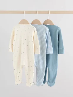 Bleu - Lot de 3 dors-bien bébé zippés (0-2ans)