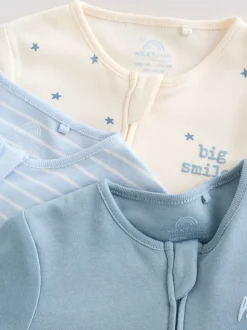 Bleu - Lot de 3 dors-bien bébé zippés (0-2ans)