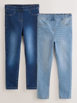 Bleu - Lot de 2 jeggings à taille élastiquée (3-16ans)