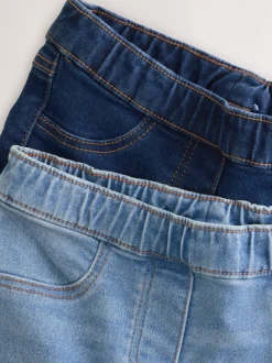 Bleu - Lot de 2 jeggings à taille élastiquée (3-16ans)
