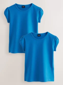 Bleu - Lot de 2 t-shirts à manches bouffantes (3-16ans)