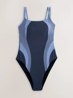 Bleu - Maillot de bain Scoop avec contrôle du ventre