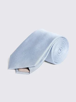 Bleu - MOSS Cravate en soie semi-blanchie