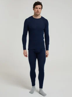 Bleu - Mountain Warehouse Haut thermique à col rond en mérinos pour homme