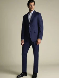 Bleu - Pantalon Charles Tyrwhitt slim en peau de requin