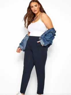 Bleu - Pantalon de jogging Yours Curve en jersey stretch à double pli