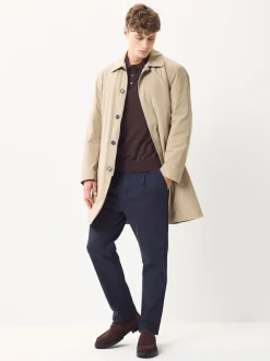 Bleu - Pantalons chinos extensibles plissés simples