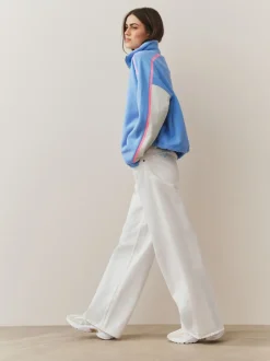 Bleu - Polaire à demi-zippée avec panneaux color block