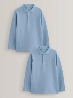Bleu - Polo à manches longues pour l'école, lot de 2 (3-16ans)