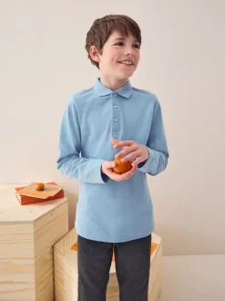 Bleu - Polo à manches longues pour l'école, lot de 2 (3-16ans)