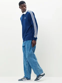 Bleu - Polo de rugby Adidas Original Adicolor