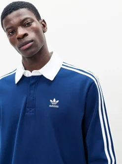 Bleu - Polo de rugby Adidas Original Adicolor