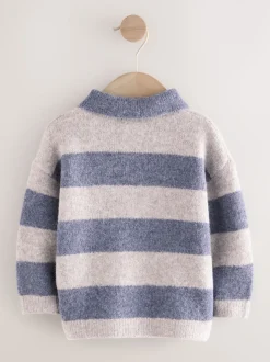 Bleu - Polo de rugby en maille rayée (3mois-7ans)