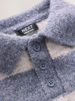 Bleu - Polo de rugby en maille rayée (3mois-7ans)