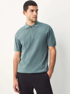 Bleu - Polos N. Premium Décontracté en maille à manches courtes Milieu