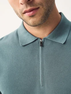 Bleu - Polos N. Premium Décontracté en maille à manches courtes Milieu