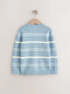 Bleu - Pull à Rayure Col Rayé  100% Coton (3-16ans)
