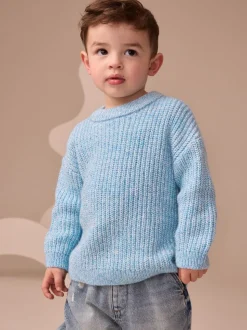 Bleu - Pull col rond en maille (3mois-7ans)