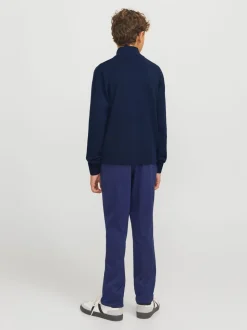 Bleu - Pull JACK & JONES Junior en maille à col zippé