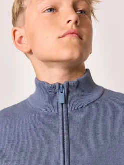 Bleu - Pull quart de zip (3-16ans)