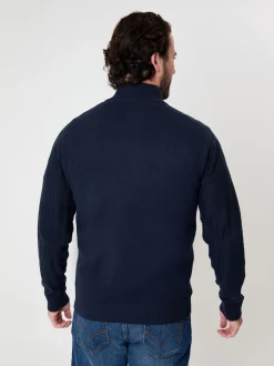 Bleu - Pull Saltwell Mini quart de zip en maille torsadée