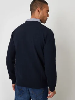 Bleu - Pull Threadbare Mock Shirt texturé en maille