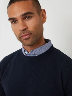 Bleu - Pull Threadbare Mock Shirt texturé en maille