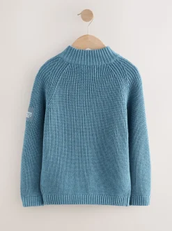 Bleu - Pull utilitaire en maille à col zippé (3-16ans)