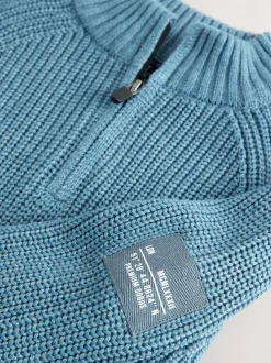 Bleu - Pull utilitaire en maille à col zippé (3-16ans)