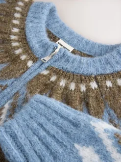 Bleu - Pulls zippé en maille à carreaux Two Ordinary avec Motif Fair Isle