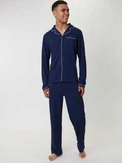 Bleu - Pyjama Loungeable gaufré traditionnel