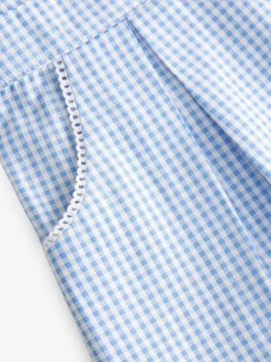 Bleu - Robe d'école Vichy à col festonné Cotton Rich (3-14ans)