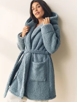 Bleu - Robe de chambre en peluche