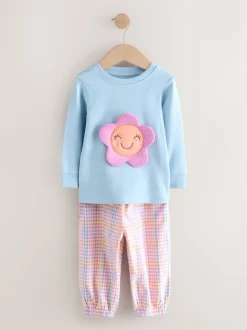 Bleu / Rose Personnage - Bas tissé à carreaux Pyjama 2 Lot (9mois-10ans)