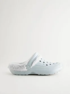 Bleu - Sabots doublés de fausse fourrure chaussons femme