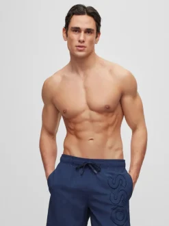 Bleu - Short de bain BOSS Whale doublé avec logo