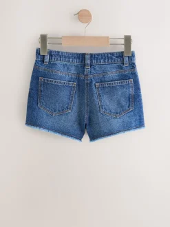 Bleu - Short en jean à bords effilochés (3-16ans)