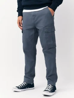 Bleu - Slim Fit (Slim Fit) - Pantalon cargo stretch en coton