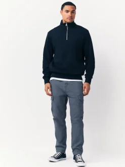 Bleu - Slim Fit (Slim Fit) - Pantalon cargo stretch en coton