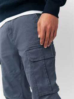 Bleu - Slim Fit (Slim Fit) - Pantalon cargo stretch en coton