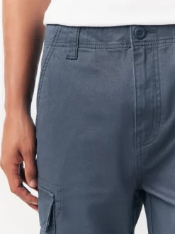 Bleu - Slim Fit (Slim Fit) - Pantalon cargo stretch en coton