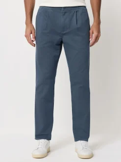 Bleu - Slim Fit (Slim Fit) - Pantalons Chinos extensibles plissés avec taille élastique