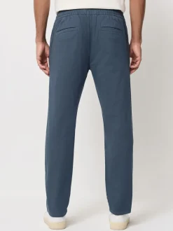 Bleu - Slim Fit (Slim Fit) - Pantalons Chinos extensibles plissés avec taille élastique