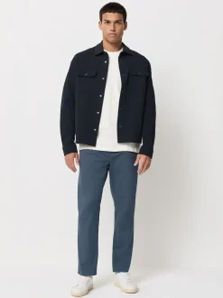 Bleu - Slim Fit (Slim Fit) - Pantalons Chinos extensibles plissés avec taille élastique