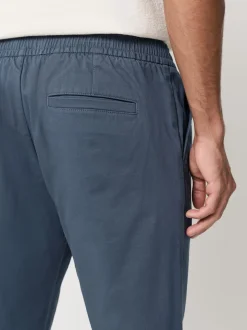 Bleu - Slim Fit (Slim Fit) - Pantalons Chinos extensibles plissés avec taille élastique
