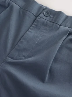 Bleu - Slim Fit (Slim Fit) - Pantalons Chinos extensibles plissés avec taille élastique