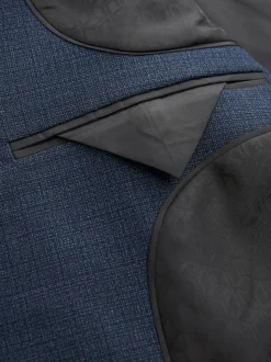 Bleu - Slim Fit (Slim Fit) - Veste de costume texturée en laine Blend