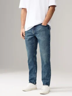 Bleu - Slim Fit (Slim Fit) - délavé vintage Denim Jeans