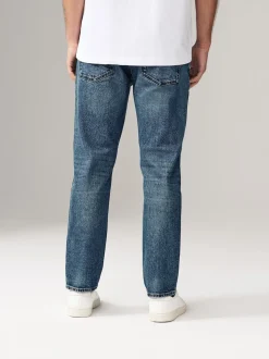 Bleu - Slim Fit (Slim Fit) - délavé vintage Denim Jeans