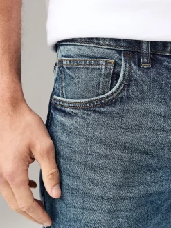 Bleu - Slim Fit (Slim Fit) - délavé vintage Denim Jeans